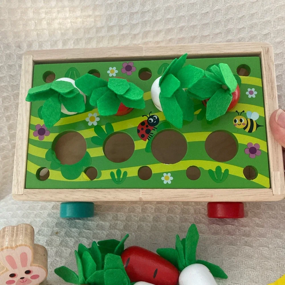 KMTJT Wooden Farm Orchard Shape Sorter Development Learning Toy EUC